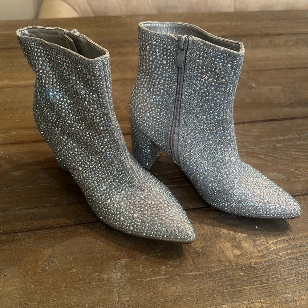 Sparkling Silver Ankle Booties